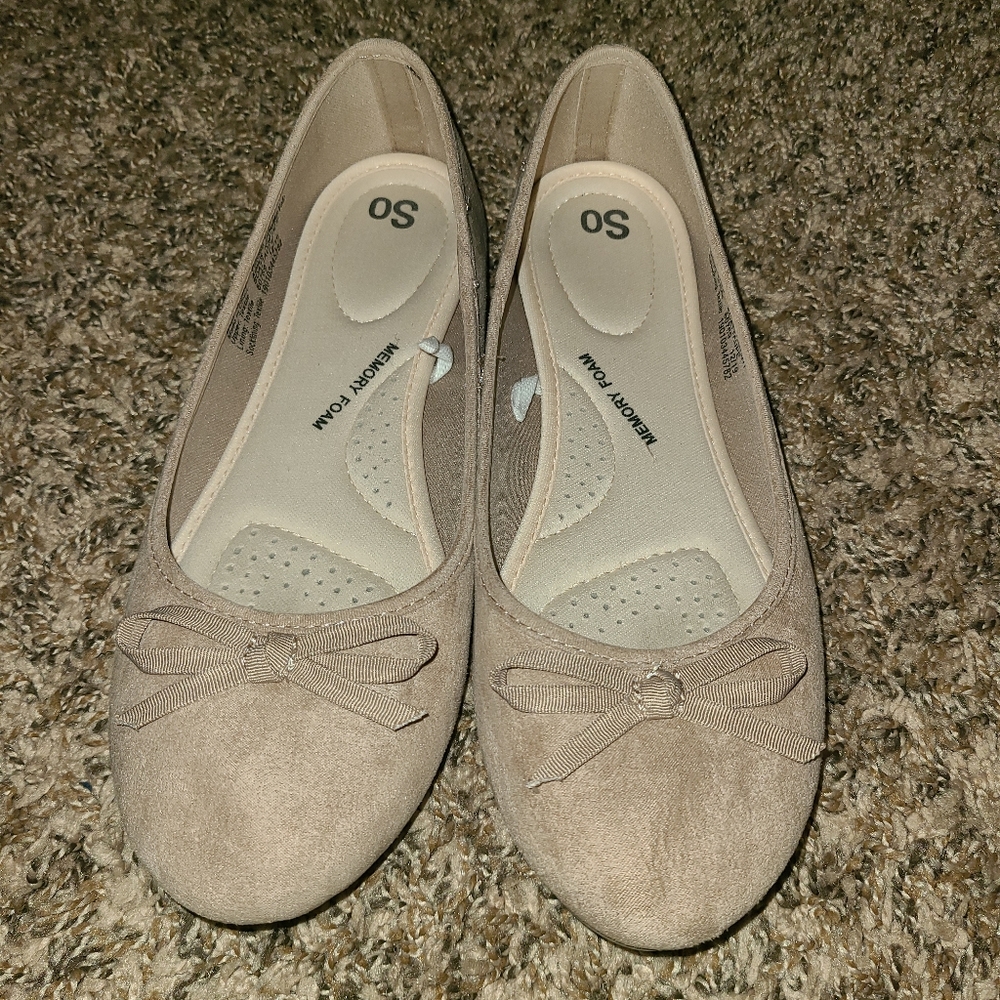 Nude Suede Flats 8